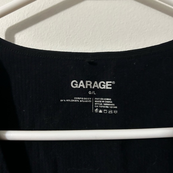 Garage Black V Neck Cropped  Top - Picture 3 of 3